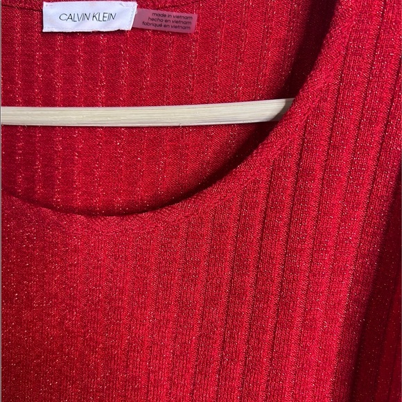 Calvin Klein Shimmer Red Scoop Neck Tunic Sweater  Size 2X W0XHL848 - Picture 10 of 14